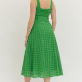 ONLINE EXCLUSIVE:  IN FULL COLOR GREEN MIDI DRESS