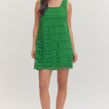 EMERALD BAY GREEN CUTOUT MINI DRESS