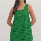 EMERALD BAY GREEN CUTOUT MINI DRESS