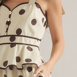 GET A CORNER TABLE POLKA DOT MIDI DRESS