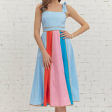 VACAY TO PARADISE COLORBLOCK MIDI DRESS