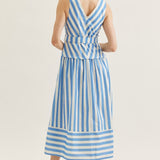STRIPE A POSE SLEEVELESS MIDI DRESS