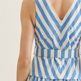 STRIPE A POSE SLEEVELESS MIDI DRESS