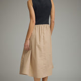 THAT'S MORE LIKE IT BLACK & TAN MIDI DRESS