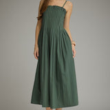 PICTURE PERFECT HUNTER GREEN COTTON DRESS