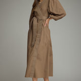 TIMELESS TREASURES PUFF SLEEVE MIDI DRESS