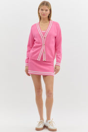 COURTSIDE CUTIE HOT PINK CARDIGAN