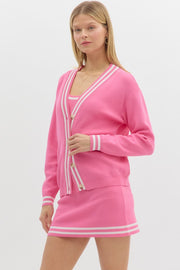 COURTSIDE CUTIE HOT PINK CARDIGAN