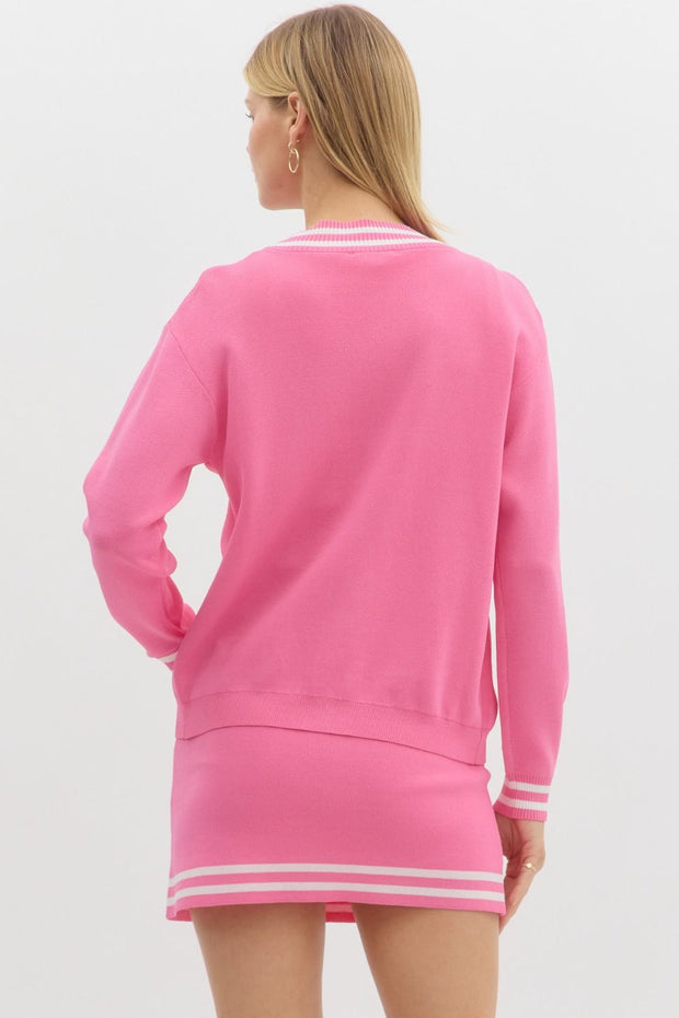 COURTSIDE CUTIE HOT PINK CARDIGAN