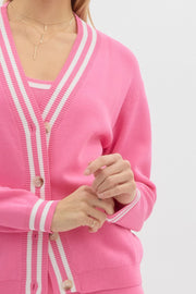 COURTSIDE CUTIE HOT PINK CARDIGAN