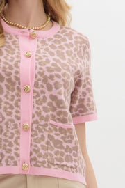 GIVING GLAM PINK LEOPARD CARDIGAN