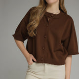 MOCHA MORNINGS BROWN CARDIGAN TOP