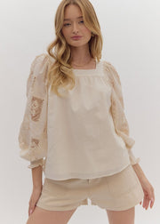 DAYDREAMS OF YOU LACE SLEEVE TOP