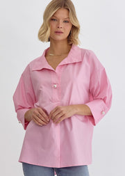 BEAUTY IN THE DAY PEARL DETAIL PINK TOP