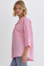 BEAUTY IN THE DAY PEARL DETAIL PINK TOP