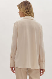 NATURAL GRACE PEARL DETAIL CREAM BLOUSE