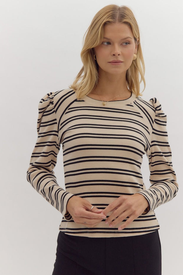 KNOW THE ONE STRIPED LONG SLEEVE TOP