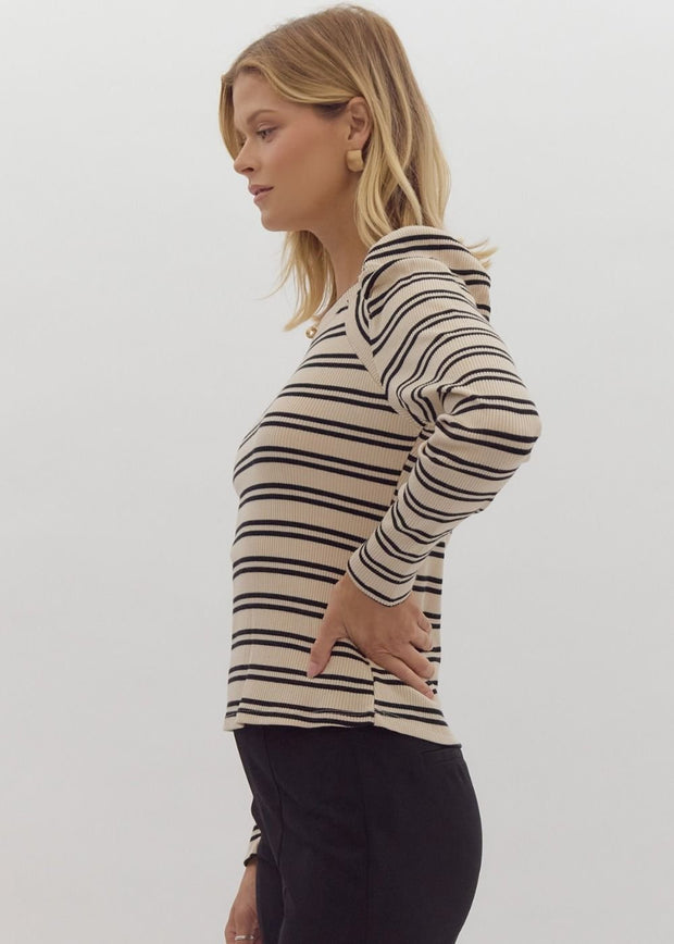 KNOW THE ONE STRIPED LONG SLEEVE TOP