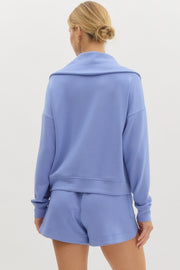 ON THE MOVE PERIWINKLE QTR ZIP JACKET