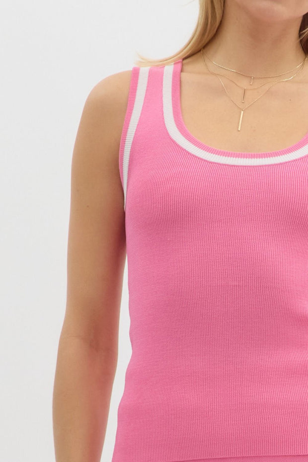 COURTSIDE CUTE HOT PINK SLEEVELESS SWEATER