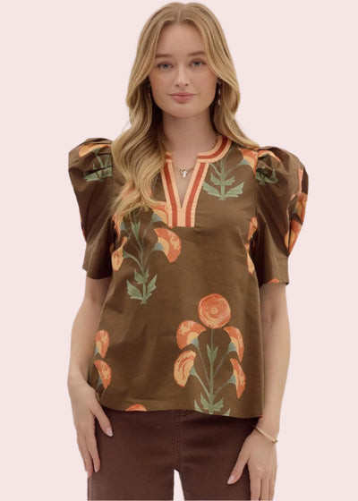 CATCHING FALL FEELS FLORAL BLOUSE