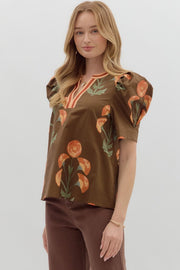 CATCHING FALL FEELS FLORAL BLOUSE