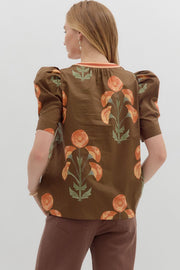 CATCHING FALL FEELS FLORAL BLOUSE