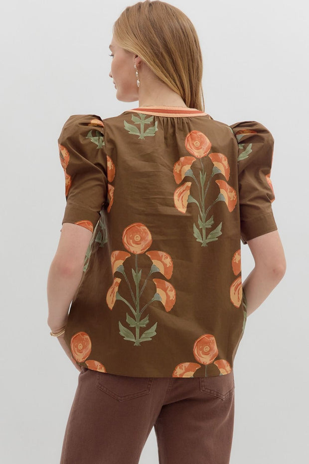 CATCHING FALL FEELS FLORAL BLOUSE