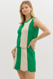 BRUNCH ON THE PIER STRIPE SWEATER SKIRT WITH SCALLOP HEM