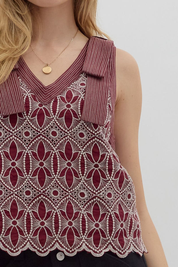 HERE FOR THE HOME TEAM EMBROIDERED TOP