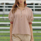 FALL VIBES BRICK STRIPE BLOUSE