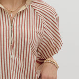 FALL VIBES BRICK STRIPE BLOUSE