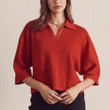 WORTH TALKING ABOUT RED SWEATER TOP