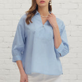 BEACH HOUSE BRUNCH BLUE STRIPE BLOUSE