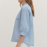 BEACH HOUSE BRUNCH BLUE STRIPE BLOUSE