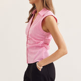 FEELING FABULOUS PINK RUCHED BLOUSE