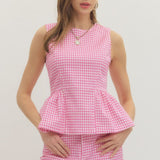 COTTON CANDY HOT PINK GINGHAM TOP