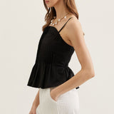 SWEET TALK BLACK PEPLUM TOP