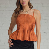 SWEET TALK SLEEVELESS PEPLUM TOP - BLACK OR CINNAMON