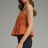 SWEET TALK SLEEVELESS PEPLUM TOP - BLACK OR CINNAMON
