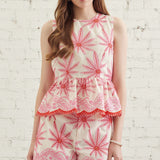 PALM BREEZE PINK EMBROIDERED TOP
