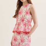 PALM BREEZE PINK EMBROIDERED TOP