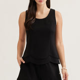 TAKE A HOLIDAY SCALLOP HEM TOP - PINK OR BLACK