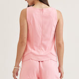TAKE A HOLIDAY SCALLOP HEM TOP - PINK OR BLACK