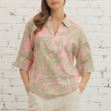 COOL AS CAN BE PINK GEOMETRIC BLOUSE