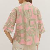 COOL AS CAN BE PINK GEOMETRIC BLOUSE