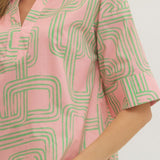 COOL AS CAN BE PINK GEOMETRIC BLOUSE