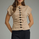 CLASSY MOMENT BUTTON FRONT TOP