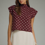 DOT YOUR CALENDAR SWEATER TOP - CAMEL OR BURGUNDY