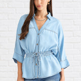 PICTURE PERFECT SMILE DENIM BLOUSE